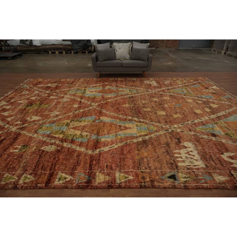 Hand Knotted Oriental 100% Wool Carpet Modern Tribal Oranges & Rust Moroccan Area Rug - 16' 4'' X 13' 3''