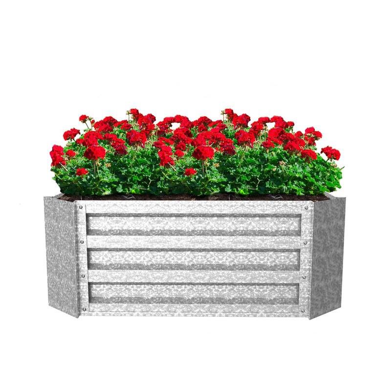 Raised Garden Bed Plant Holder Kit With Adjustable Galvanized Iron by Pure Garden (23.5" L x 23.5" W x 12" H) - 23.5 x 23.5 x 12 - 23.5 x 23.5 x 12 - Iron - Silver