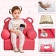 preview thumbnail 4 of 7, Qaba Kids Sofa with Bear Design and Ergonomic Backrest, Adds Dreamlike Atmosphere to any Daycare, Preschool, Kids Room, Rose Red