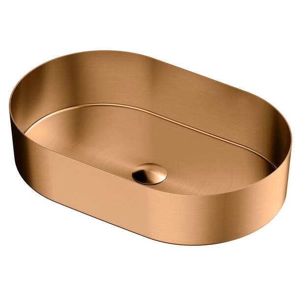 slide 2 of 8, Karran Cinox Stainless Steel Oval Vessel Sink Brushed Copper