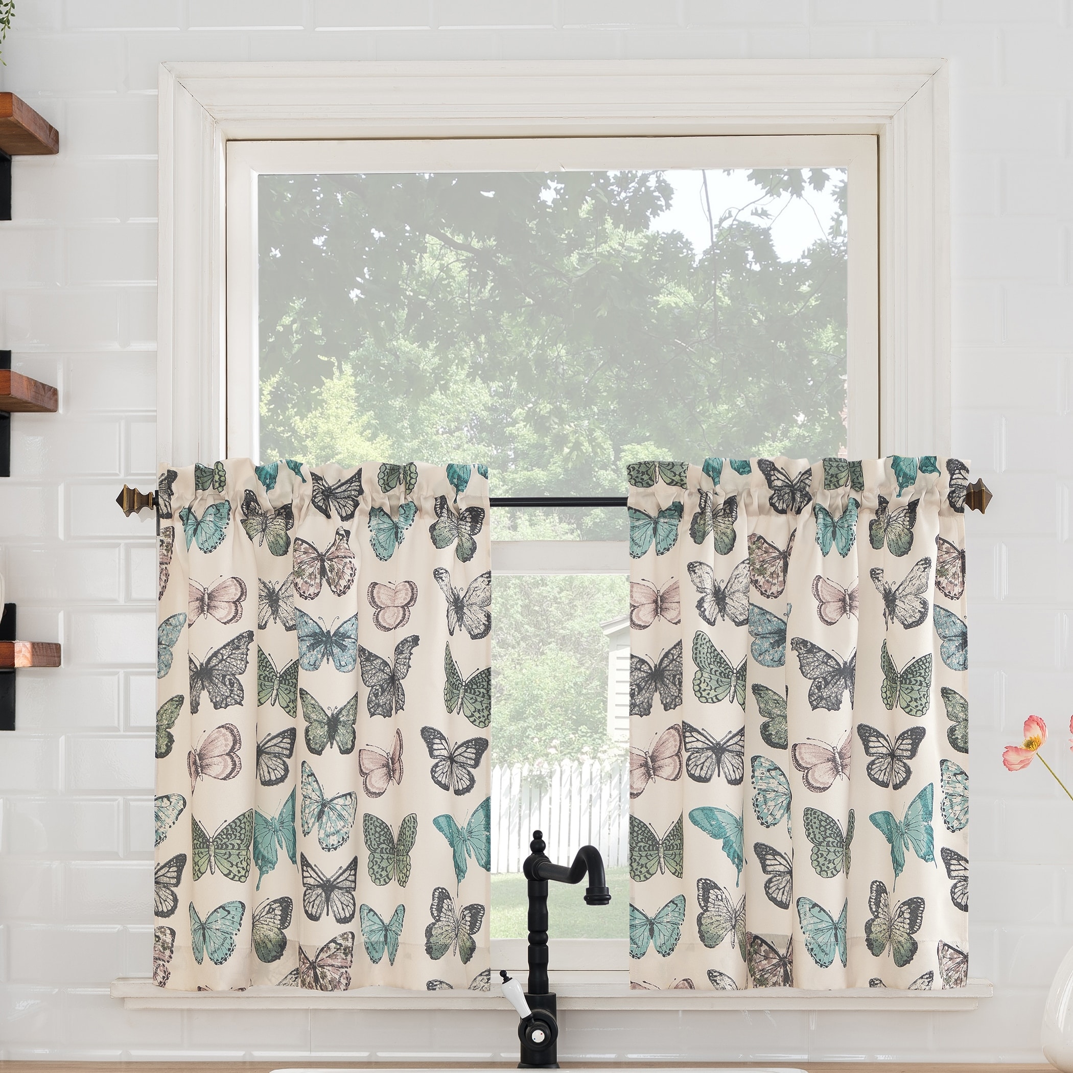 No. 918 Magdalena Crushed Voile Sheer Rod Pocket Kitchen Curtain Tier Pair