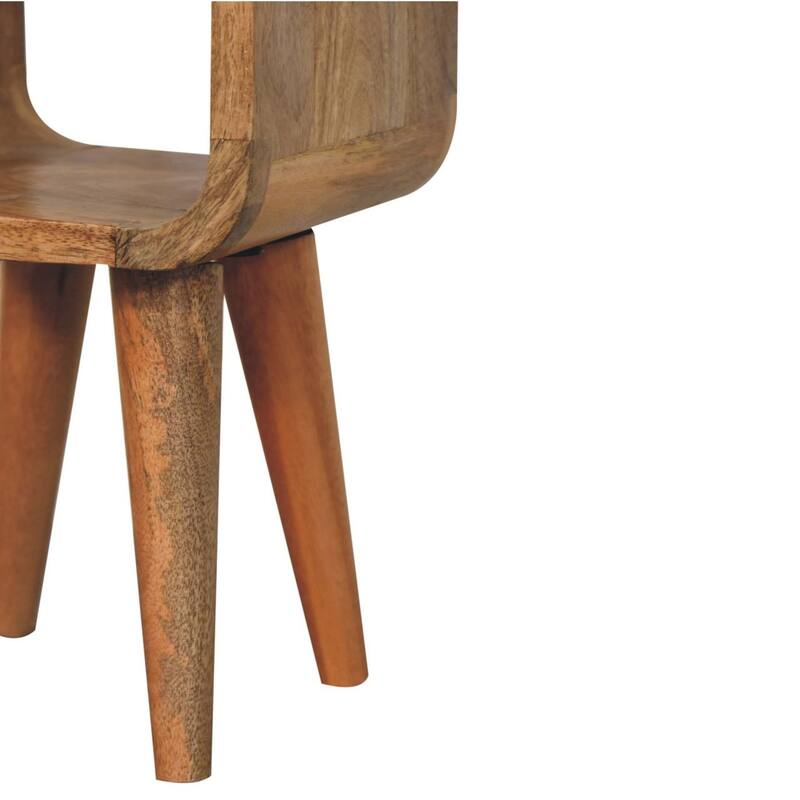 Compact Minimalist Oak-ish Bedside Table with Tapered Legs