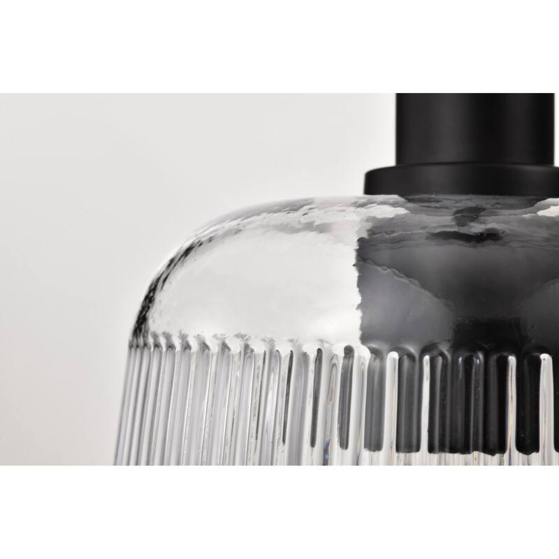 Grayson Small Pendant Matte Black Finish Clear Ribbed Glass - Matte Black