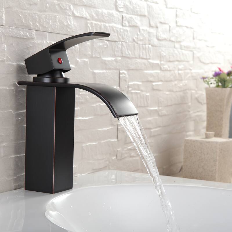 Modern Single Handle Waterfall Bathroom Sink Faucet with Rust and Corrosion Resistance, Anti Fingerprint, Single Hole