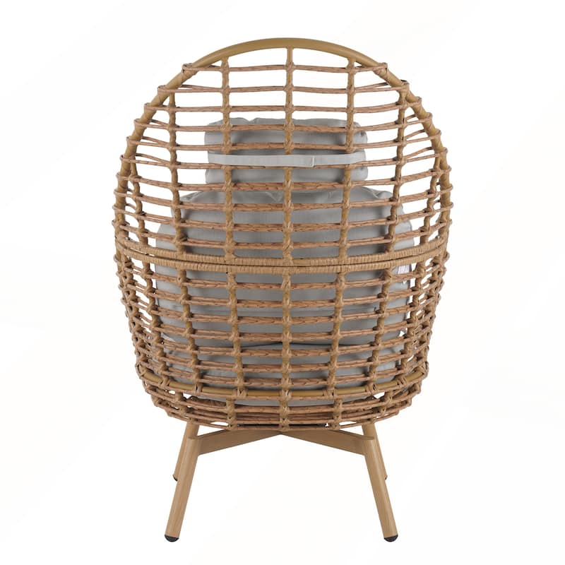 Outdoor Wicker High-back Swivel Lounge Chair