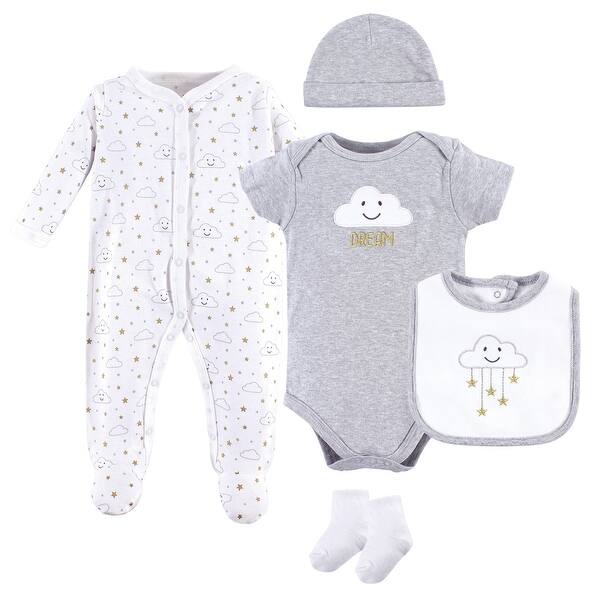 slide 1 of 1, Hudson Baby Infant Unisex Cotton Layette Set, Gray Clouds 0-3 Months - Gray Clouds