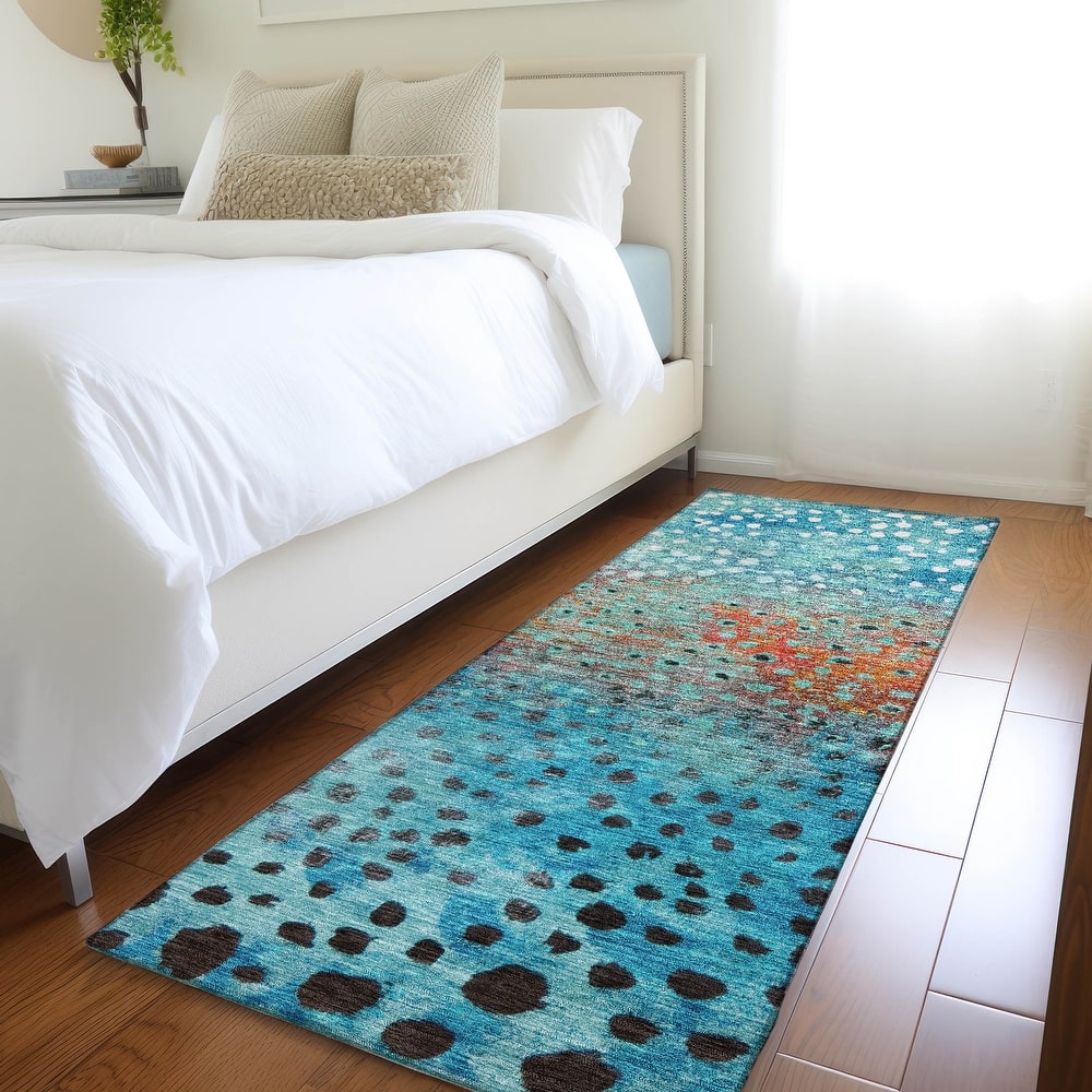Machine Washable Indoor/ Outdoor Abstract Modern Chantille Rug