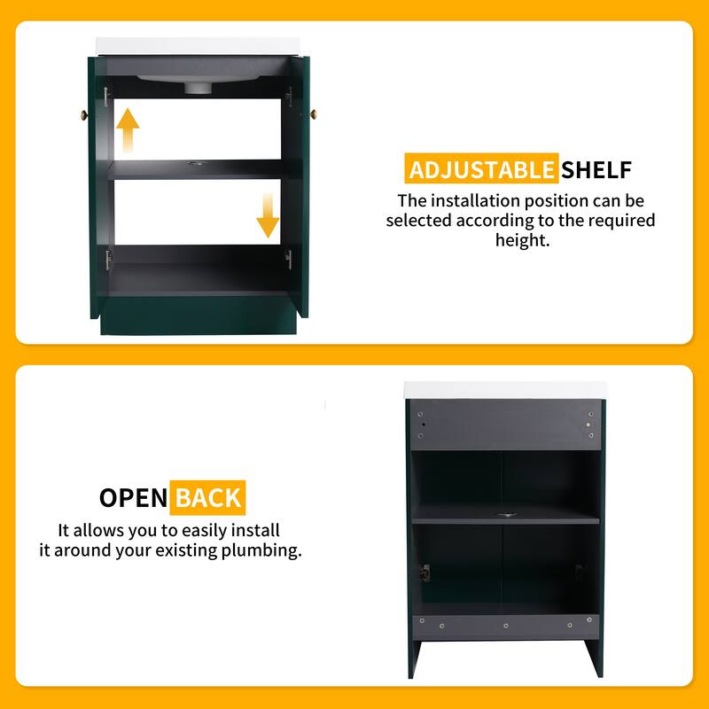 Beingnext 24"/30"/36" Bathroom Vanity with Sink, Freestanding Bathroom Vanity with Soft Close Door and Adjustable Shelf
