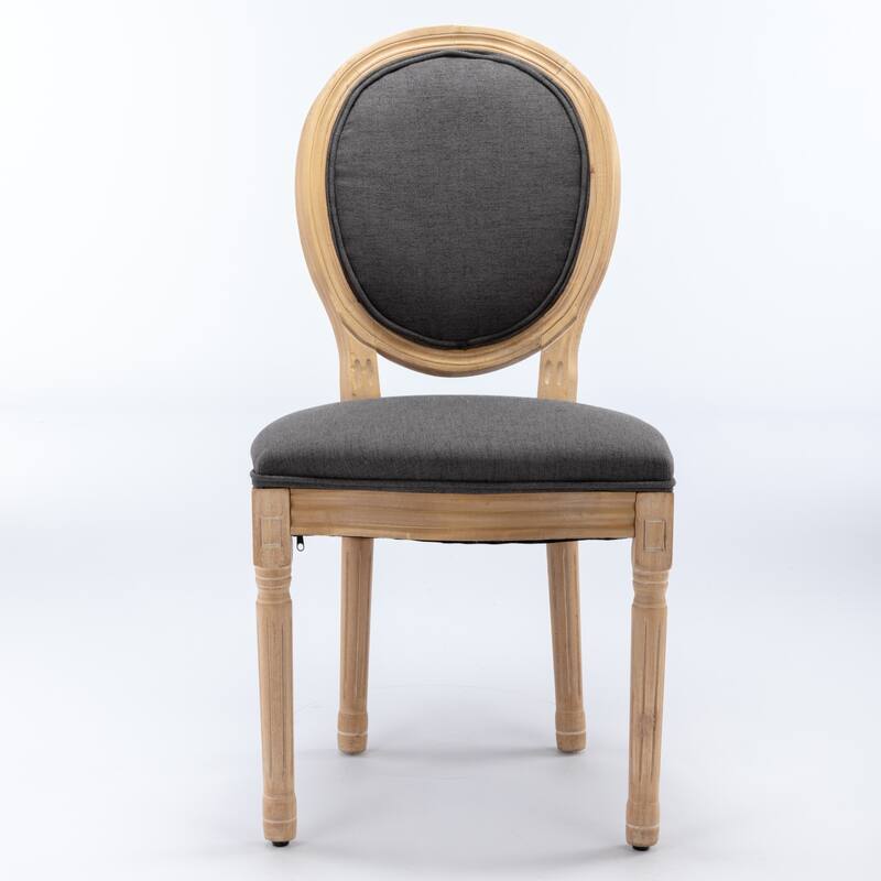 Dark Gray French Dining Chair Fabric Dining Table Chair Set of 2