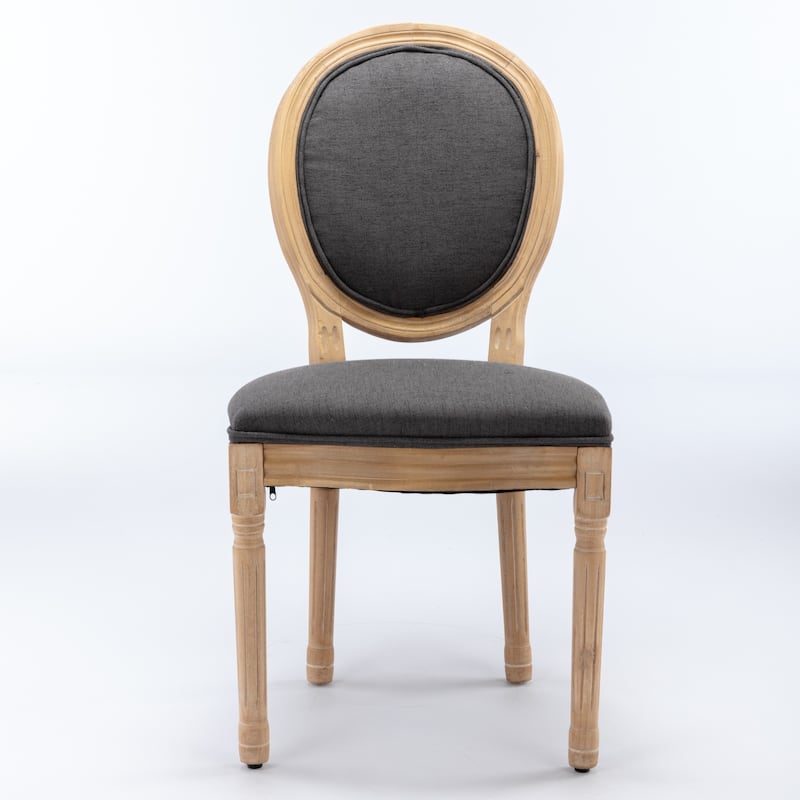 French Style Antique Painting Linen Fabric Back Dining Chair Set of 2