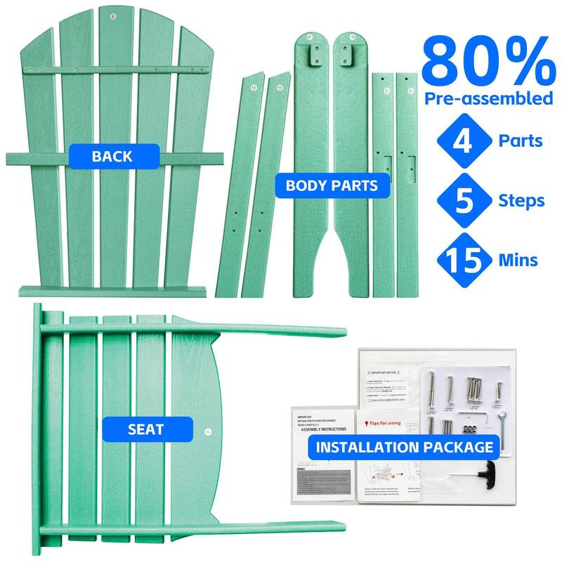 All Weather HDPE Stackable Adirondack Chair,Space-Saving Outdoor Patio Chair