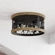 preview thumbnail 1 of 7, Kodiak 12-in W Black Rustic Round Cage Flush Mount Ceiling Light Fixture Tree Motif 12-in W x 6-in H x 12-in D - Black and Burnished Teak