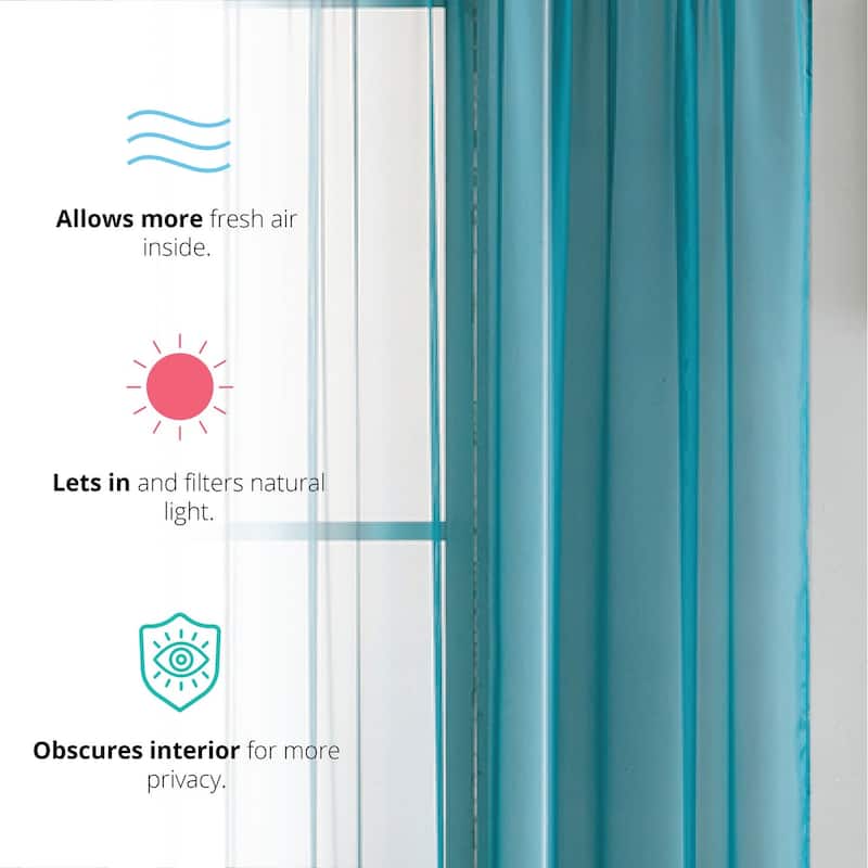 HLC.me Geneva Sheer Voile Window Treatment Rod Pocket Curtain Panels Bedroom and Living Room (Set of 4)