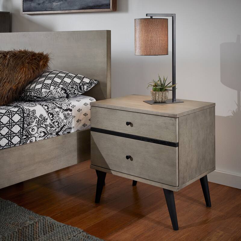Noe Mid-Century Grey Finish 2-Drawer Nightstand by iNSPIRE Q Modern