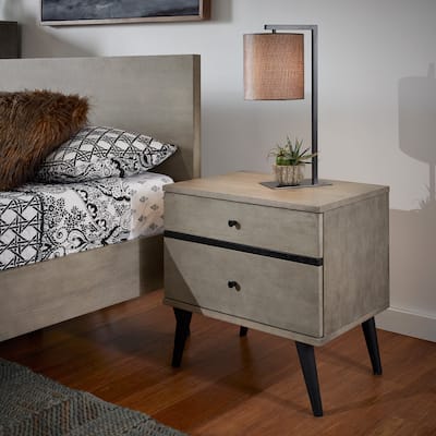 Noe Mid-Century Grey Finish 2-Drawer Nightstand by iNSPIRE Q Modern
