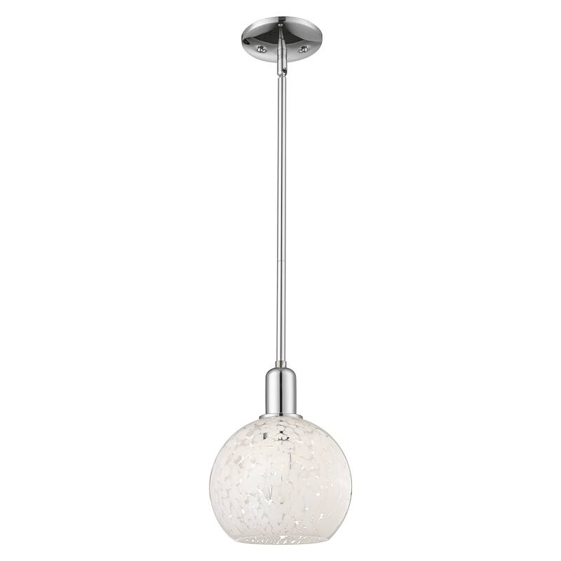 Innovations Lighting Endless Possibilities Arcadia - White Mouchette - 1 Light 8" Stem Hung Mini Pendant - Polished Chrome