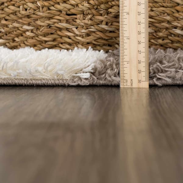 dimension image slide 2 of 4, Hauteloom Atira Living Room, Bedroom Area Rug - Contemporary - Plush Pile - Light Gray,Cream - 7'10" x 10'3"