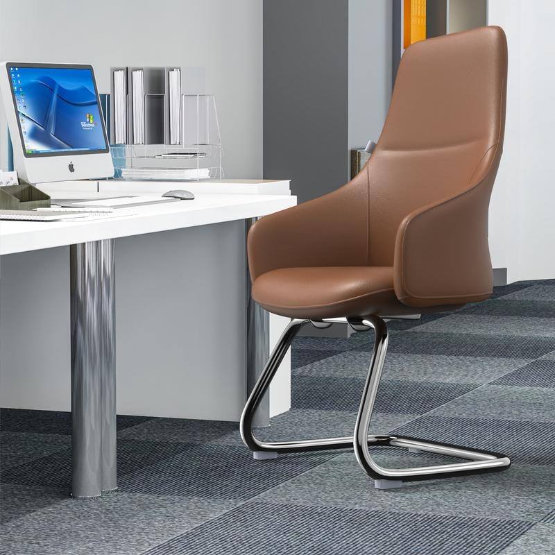 Celeste Modern Leather Office Chair with Iron Frame, Fixed Armrests, Foam Padding, Easy-Clean Upholstery & Quick Assembly