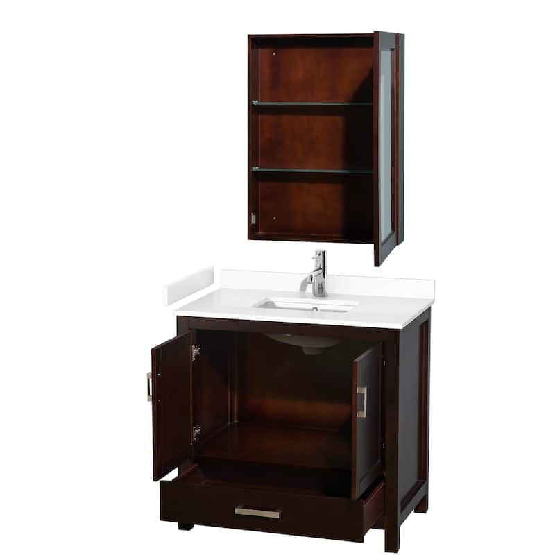 Sheffield Single Bathroom Vanity Set, Cultured Top, Medicine Cabinet