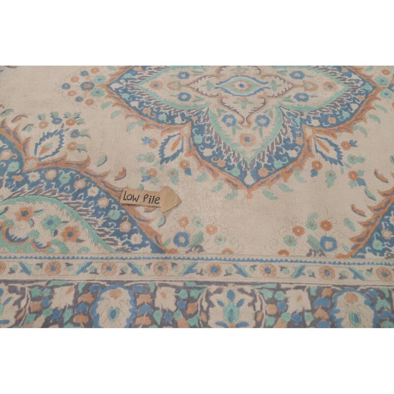Hand Knotted Oriental 100% Wool Carpet Traditional Floral Beige & Ivories Tabriz Area Rug - 8' 8'' X 6' 5''