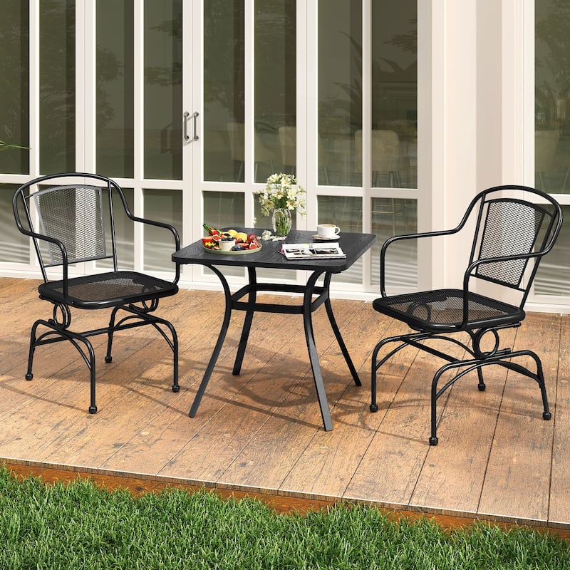 2-Piece Outdoor Rocking Chair Set with Breathable Mesh Seat Metal Patio Chairs with Armrest - 24" x 21.5" x 33.5"