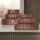 preview thumbnail 17 of 79, Superior Sadie Zero Twist Cotton Solid and Floral 6 Piece Towel Set Chocolate