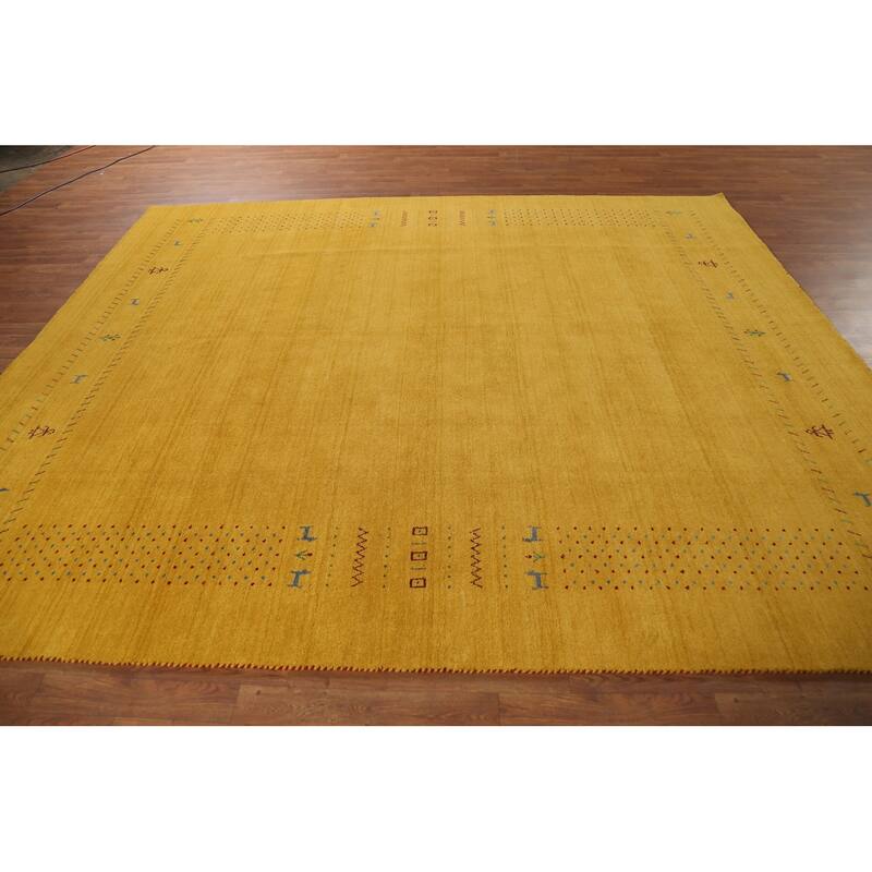 Tribal Yellow Gabbeh Indian Rug Hand-Knotted Oriental Wool Carpet - 8'4"x 10'0"