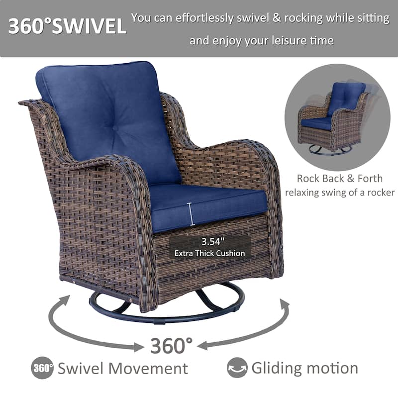 4 Piece Outdoor Seating Wicker Patio Furniture Swivel Chair Sofa Sets