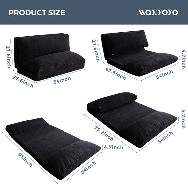 dimension image slide 13 of 31, Corduroy Bean Bag Folding Sofa Bed