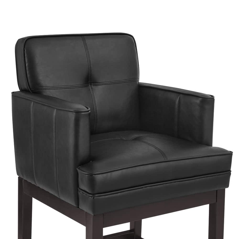 27 in. Counter Height Upholstered Bar Stools Modern Barstools with Open Arms and Wood Legs for Kitchen Islands