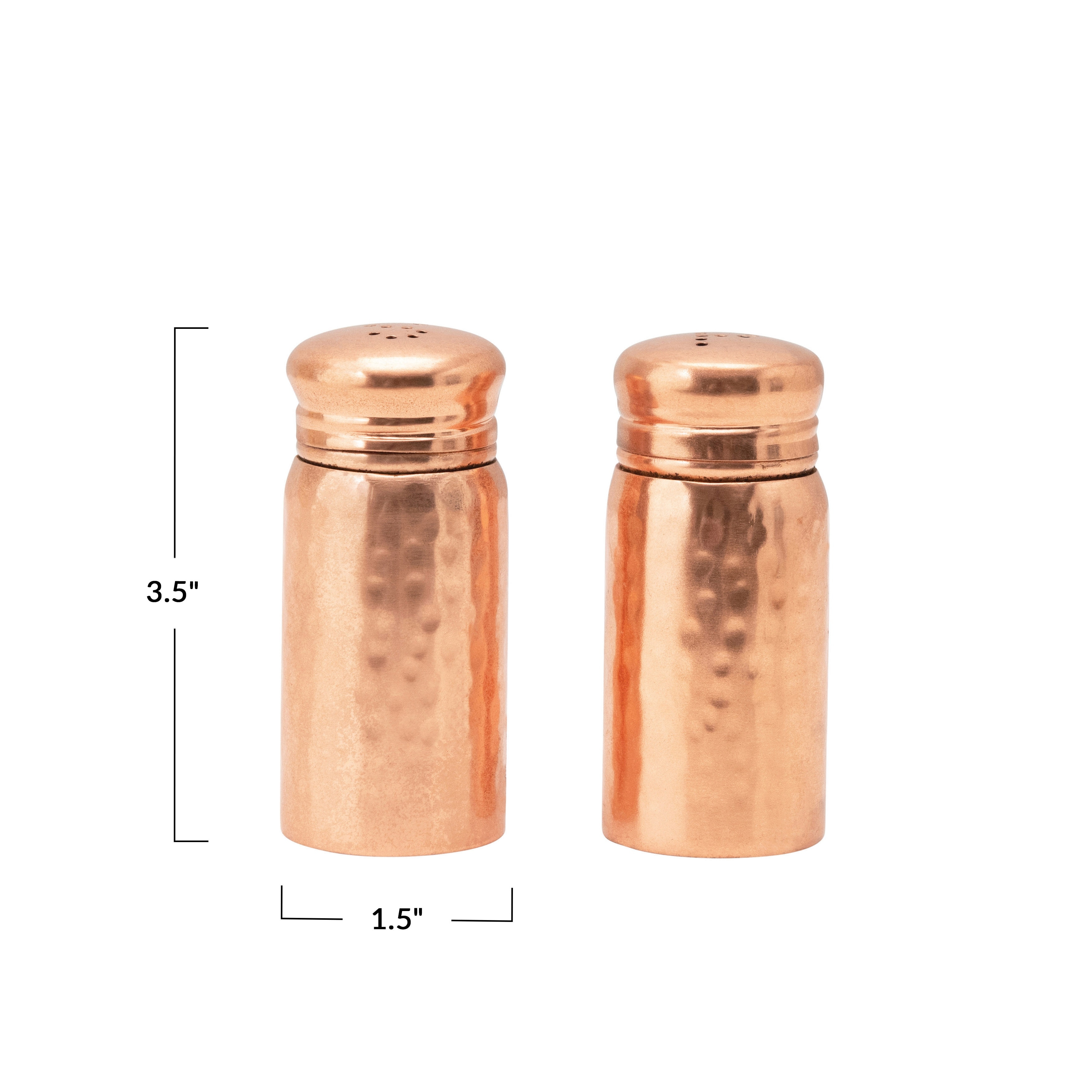 Pepper Mill and Salt Shaker Set Copper Plated 7-Inch