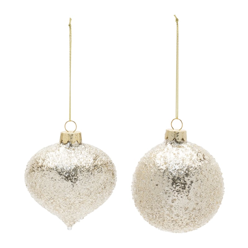 Ball Ornament (Set of 12) 3"D, 3.5"H Glass - 3” x 3” x 3.5” (L x W x H)