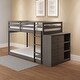 preview thumbnail 4 of 7, Twin over Twin Solid Wood Bunk Bed with Cabinet & Fence