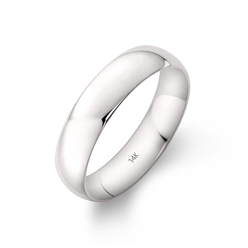 Clover White Gold Comfort Fit Wedding Band - 9.5 (5mm) - 14k