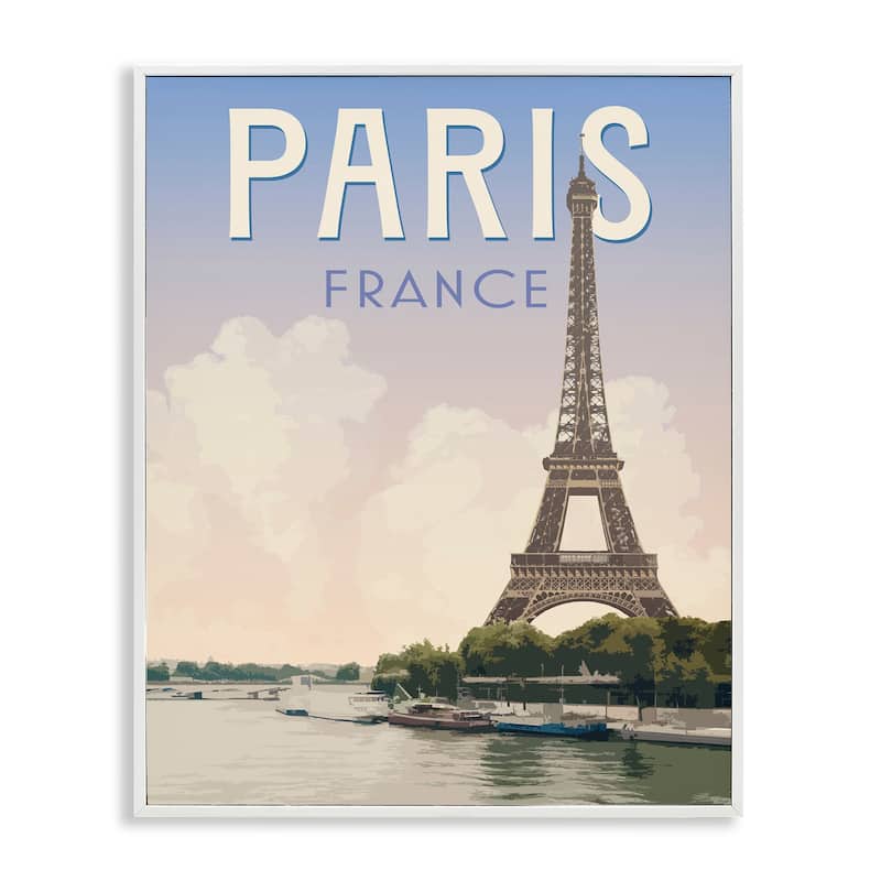 Stupell Paris Tower Landmark Framed Giclee Art Design By Victoria Barnes - 11 x 14 - White