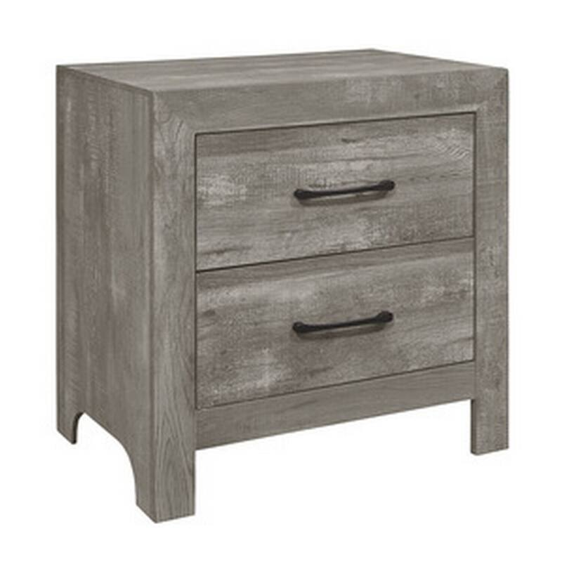 Gray/Black 2 Drawer 24 in. W Nightstand with Sturdy Hardware and Ample Storage