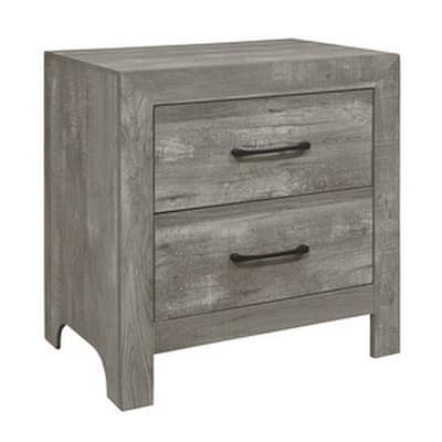 Gray/Black 2 Drawer 24 in. W Nightstand with Sturdy Hardware and Ample Storage