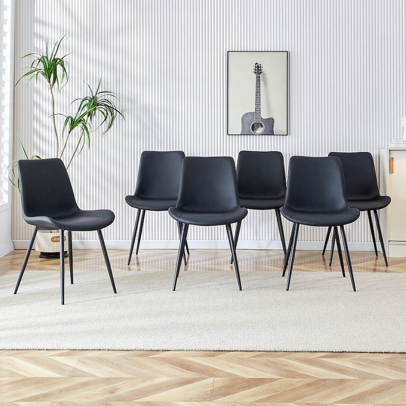 Modern Dining Room Kitchen Dining Chair with Black Metal Legs