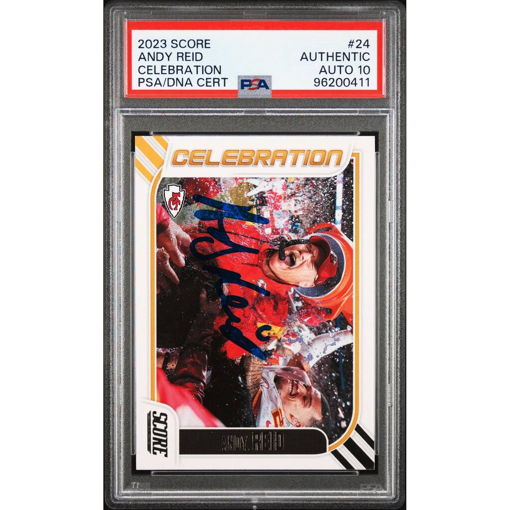 Andy Reid 2023 Score Celebration Signed Football Card #24 Auto Graded PSA 10 411 - 8'6" x 11'6"