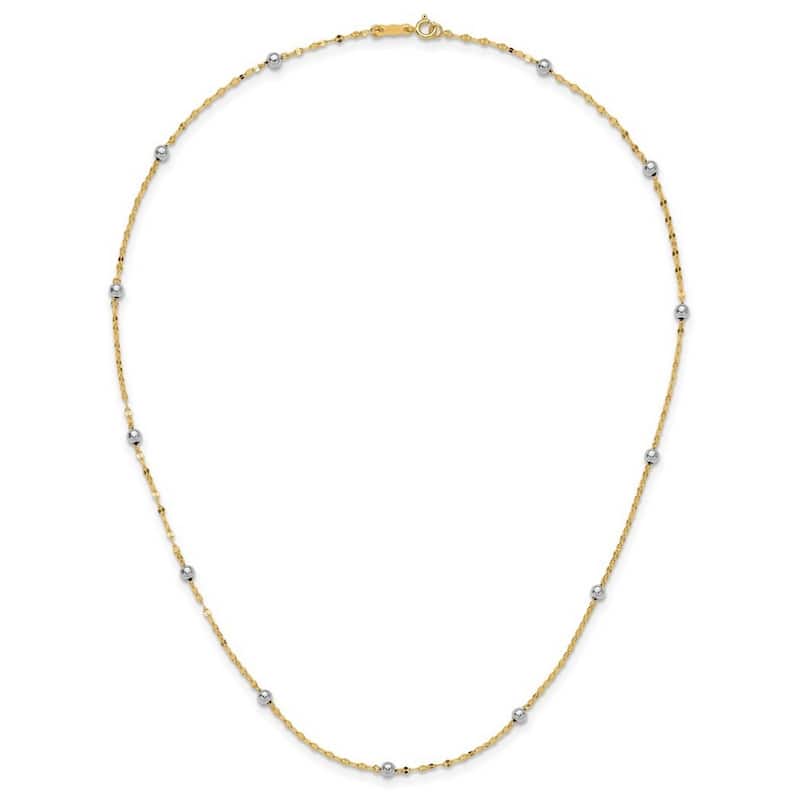 Curata 14k Two Tone Gold Polished Bead Fancy Necklace, 17"