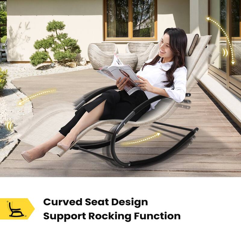 Pellebant Chaise Patio Rocking Chair with Pillow