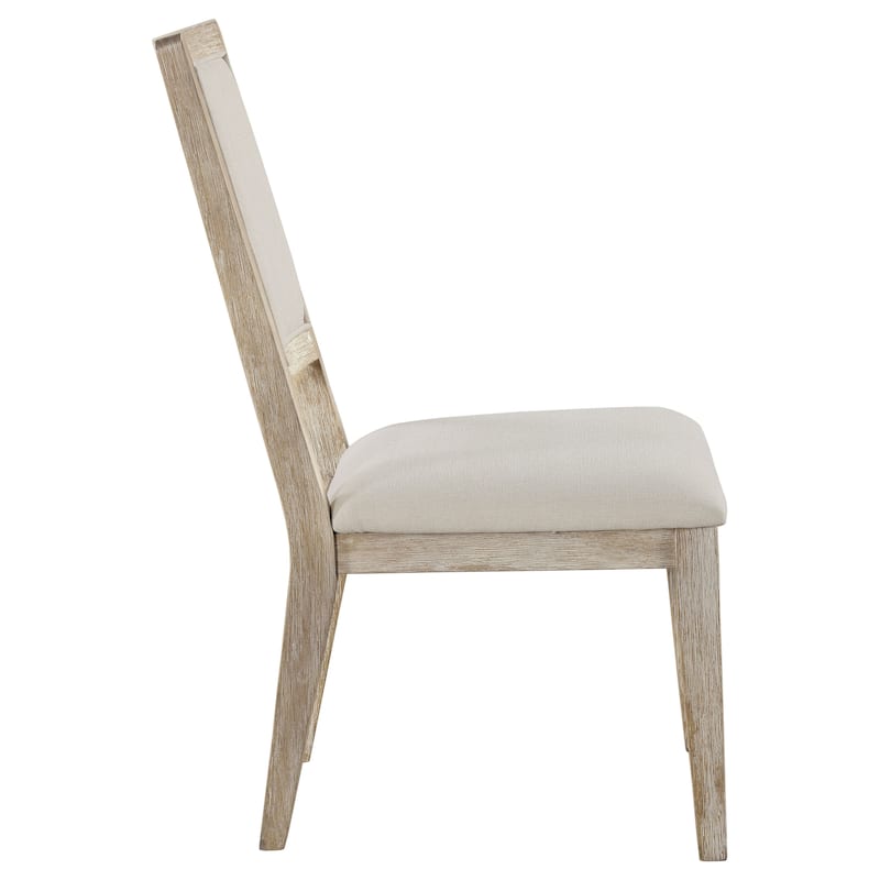 Trofello White Washed Cushioned Dining Side Chair (Set of 2)