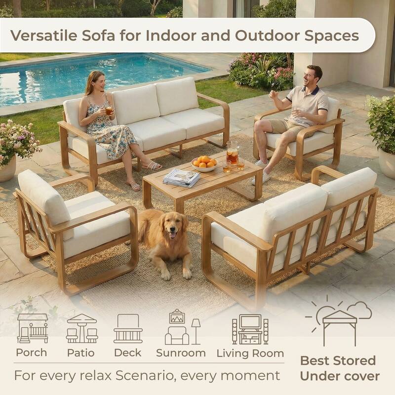 Spruce & Spring Outdoor Patio Furniture Set Aluminum Sofa Accent Chair