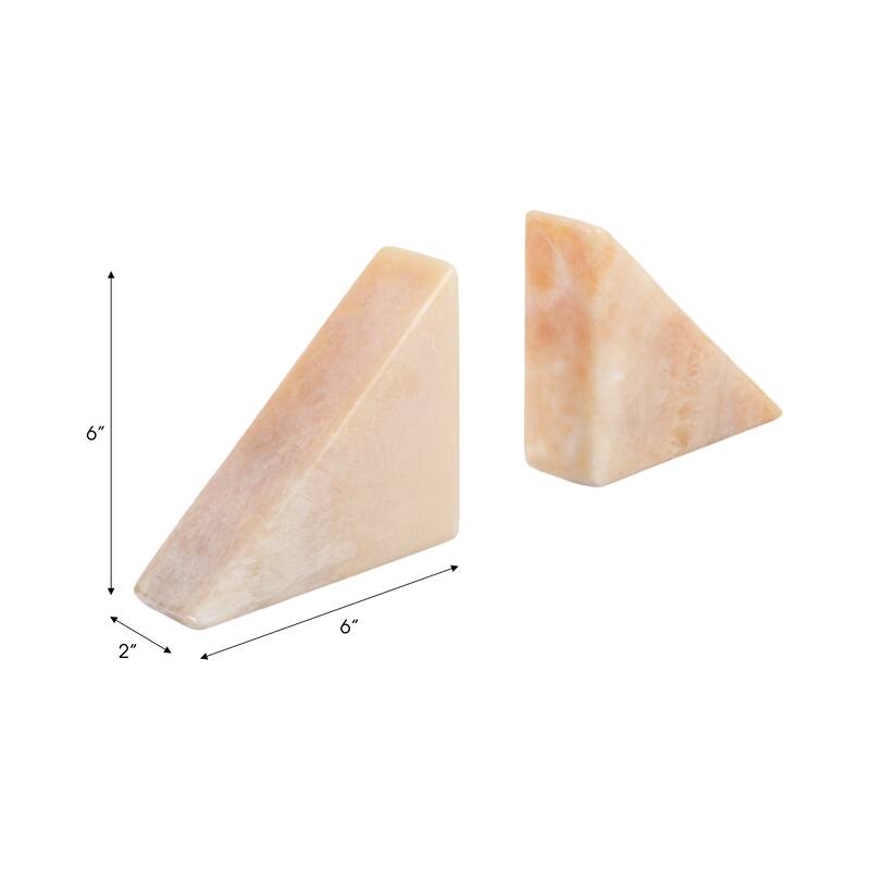 Decorative Onyx Triangular Bookends - Set of 2 , 12", Orange & Ivory - 12.0"