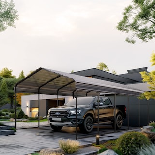 MAISON ARTS Heavy Duty Metal Carport with Galvanized Steel Roof for Cars, Boats, and Tractors