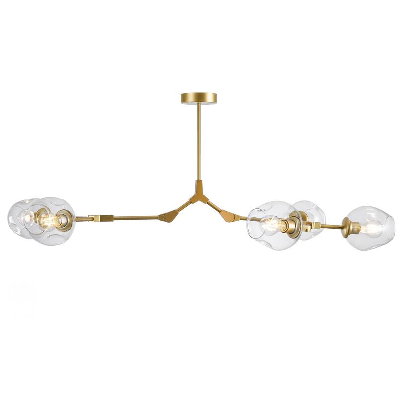 Bella Depot Modern Adjustable Chandelier Gold Pendant with Clear Glass Shades