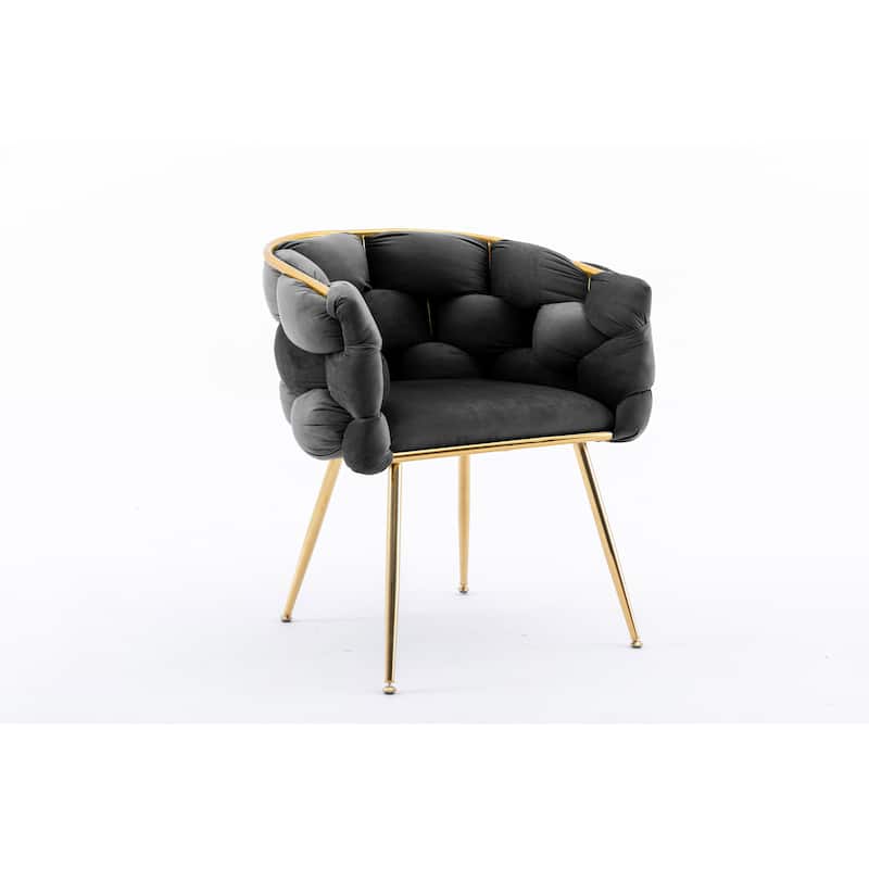 Velvet Accent Chair With Gold Legs Leisure Velvet Single Sofa Chair, Knitting Process, Household Dresser Stool