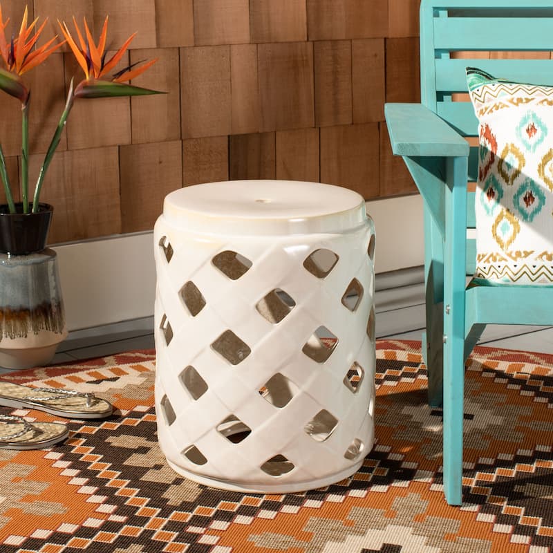 SAFAVIEH Rowena Lattice Ceramic Decorative Garden Stool
