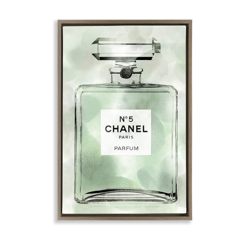Stupell Minimal Glam Brand Perfume Framed Floater Canvas Wall Art Design By Madeline Blake - 17 x 25 - Brown
