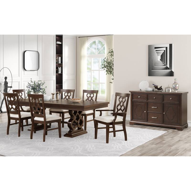 Rita Collection Solid Wood 7-Piece Ornate Dining Set